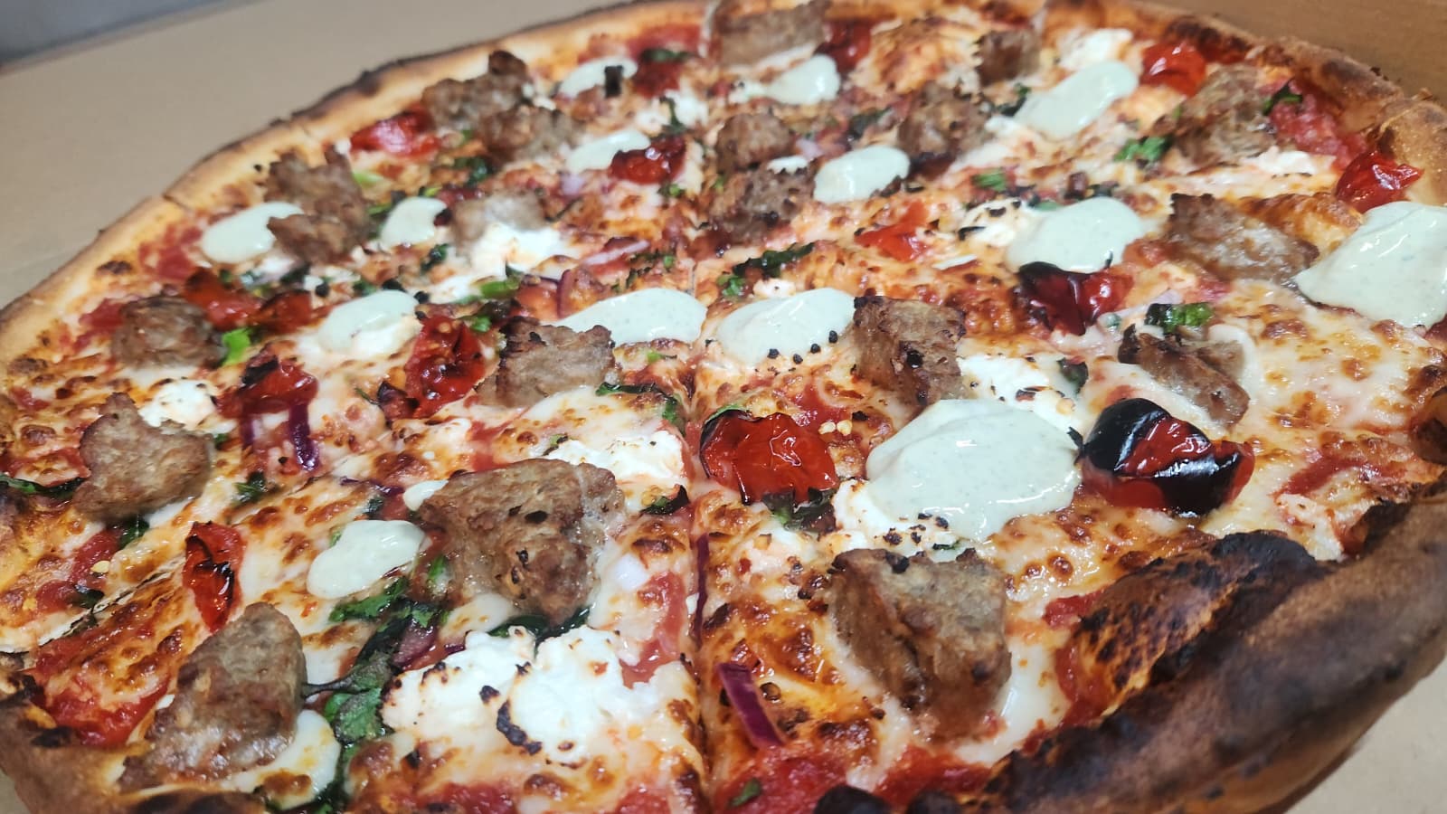 Close-up of a handmade Urban Pizza